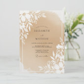 Beige Botanische Bloem Bruiloft Kaart (Staand voorkant)