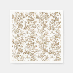 Beige botanische bloemclusters cocktail servetten