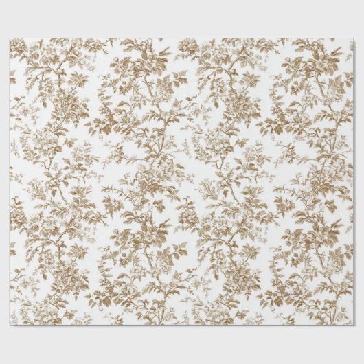 Beige botanische bloemclusters inpakpapier (Vlak)