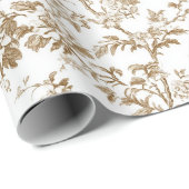 Beige botanische bloemclusters inpakpapier (Rol Hoek)