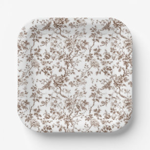 Beige botanische bloemclusters papieren borden bordje