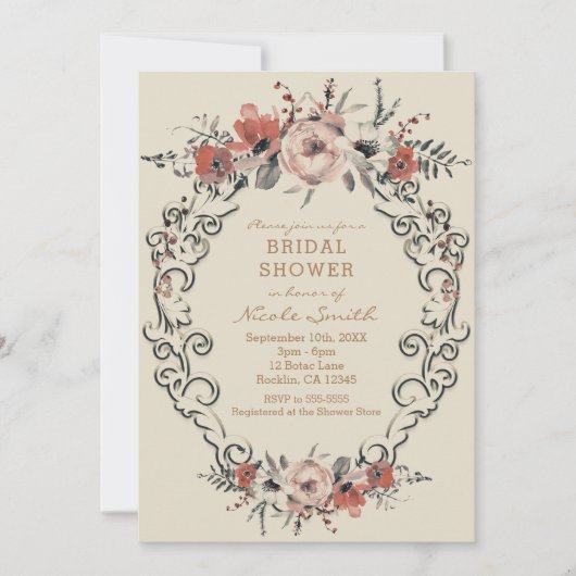  Beige Botanische Bloemen Vrijgezellenfeest Kaart (Voorkant)