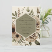 Beige Botanische Droom Bruiloft Kaart (Staand voorkant)