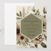 Beige Botanische Droom Bruiloft Kaart (Voorkant / Achterkant)