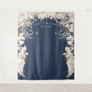 Beige botanische florale tuinbouwachtergrond wandkleed