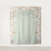 Beige botanische florale tuinbouwachtergrond wandkleed (Voorkant)