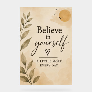 Beige Botanische Positieve Quote Acryl Bord