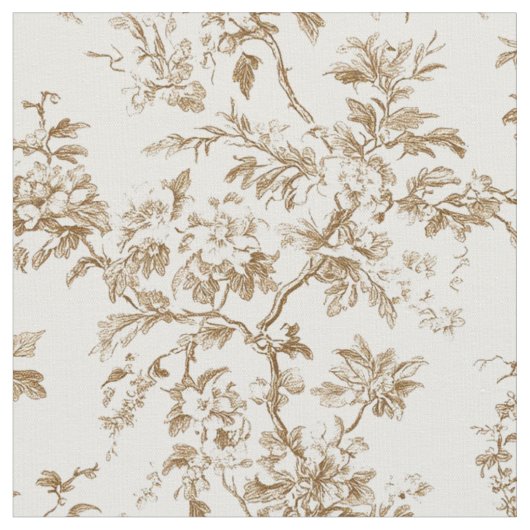 Beige botanische tak patroon stof (Close Up)
