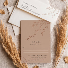 Beige botanische trouw-RSVP kaart