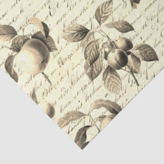 Beige botanische vintage fruit met schrift tissuepapier