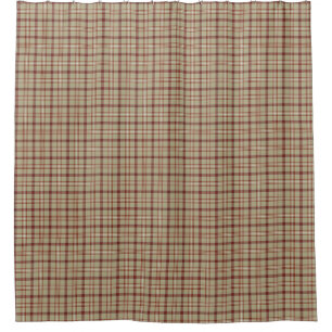 Beige Bourgondi geruite douchegordijn
