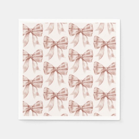 Beige Bow Baby of Vrijgezellenfeest, Verjaardagsfe Servet (Voorkant)