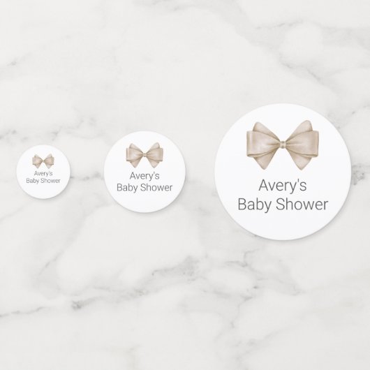 Beige Bow Baby shower Confetti (Voorkanten)