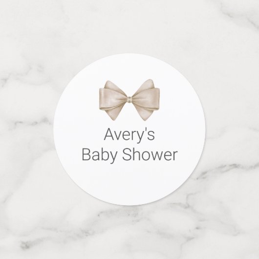 Beige Bow Baby shower Confetti (Kleine voorkant)