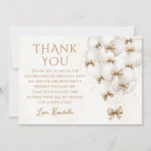 Beige Bow Balloons Meisje Verjaardag Dank u kaart (Voorkant)