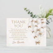 Beige Bow Balloons Meisje Verjaardag Dank u kaart (Staand voorkant)