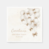 Beige Bow Balloons Verjaardag servetten (Voorkant)