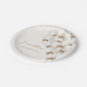 Beige Bow Balloons Verjaardagspapier Borden Papieren Bordje (Gekanteld)