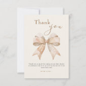  Beige Bow Boho Waterverf Baby shower Bedankkaart (Voorkant)