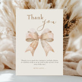  Beige Bow Boho Waterverf Baby shower Bedankkaart