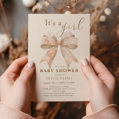  Beige Bow Boho Waterverf Baby shower Kaart