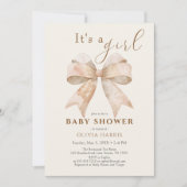  Beige Bow Boho Waterverf Baby shower Kaart (Voorkant)