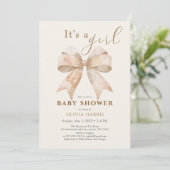 Beige Bow Boho Waterverf Baby shower Kaart (Staand voorkant)