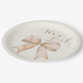  Beige Bow Boho Waterverf Baby shower Papieren Bordje (Gekanteld)