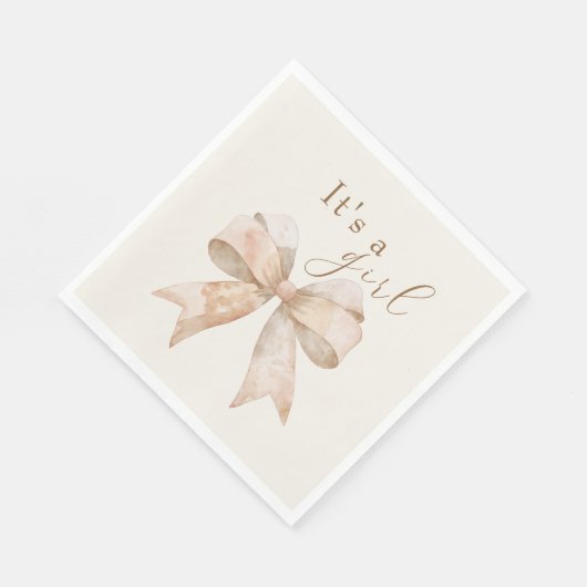  Beige Bow Boho Waterverf Baby shower Servet (Hoek)