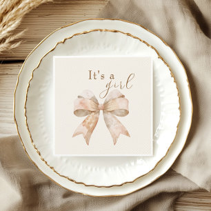Beige Bow Boho Waterverf Baby shower Servet