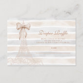 Beige Bow Bonjour Bebe Baby shower Diapper Raffle Informatiekaartje (Voorkant)