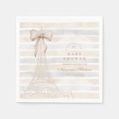 Beige Bow Bonjour Bebe Baby shower Servet (Voorkant)