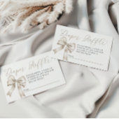 Beige Bow Coquette Baby shower Luier Raffle Informatiekaartje