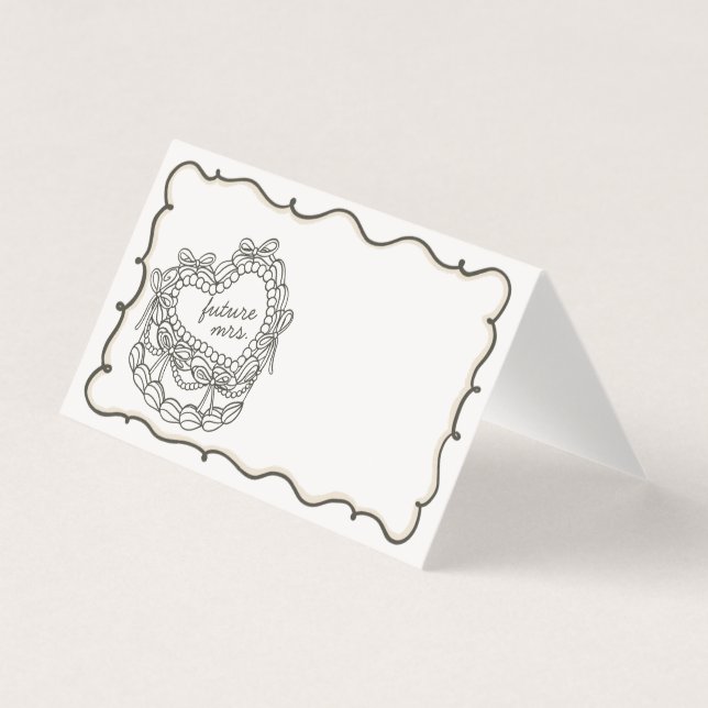 Beige Bow Coquette Cake Vrijgezellenfeest Place Ca Kaart (Voorkant)