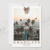 Beige Bow Coquette Foto Afstuderen Aankondiging (Voorkant)