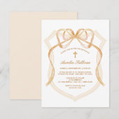 Beige Bow Crest doop Kaart (Voorkant / Achterkant)