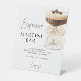 Beige Bow Espresso Martini Bar Sign Reclamebord Met Voetstuk