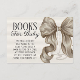 Beige Bow Girl Baby Shower Books For Baby Informatiekaartje