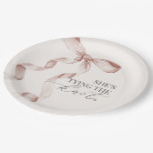 Beige Bow Het vastbinden van de Knoop Vrijgezellen Papieren Bordje (Gekanteld)