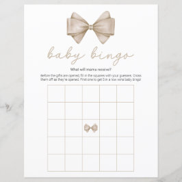 Beige Bow Modern Baby shower Bingogame
