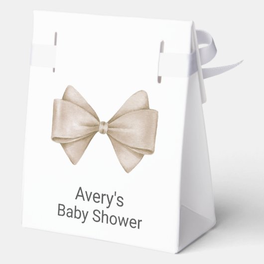 Beige Bow Modern Boho Baby shower Bedankdoosjes (Achterkant)