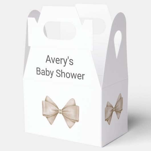 Beige Bow Modern Boho Baby shower Bedankdoosjes (Geopend)