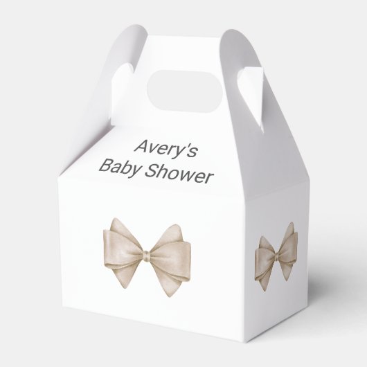 Beige Bow Modern Boho Baby shower Bedankdoosjes (Voorkant Zijde)