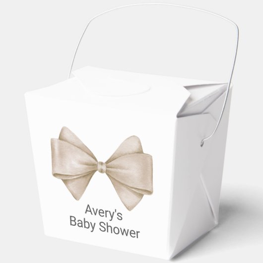Beige Bow Modern Boho Baby shower Bedankdoosjes (Voorkant)