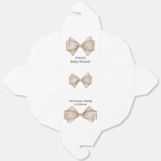 Beige Bow Modern Boho Baby shower Bedankdoosjes (Ongevouwen)