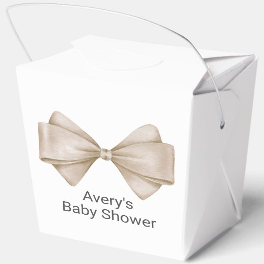 Beige Bow Modern Boho Baby shower Bedankdoosjes (Achterkant)
