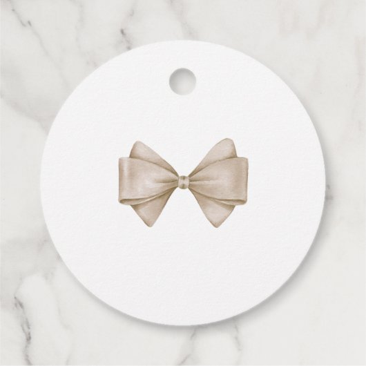 Beige Bow Modern Boho Baby shower Bedankjes Labels (Achterkant)