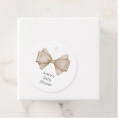Beige Bow Modern Boho Baby shower Bedankjes Labels (In situ)