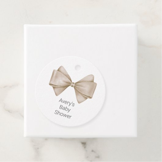 Beige Bow Modern Boho Baby shower Bedankjes Labels (In situ)