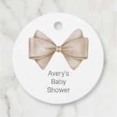 Beige Bow Modern Boho Baby shower Bedankjes Labels (Voorkant)